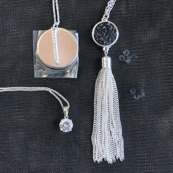 5 Pc NIP NWT New Necklace Bracelet Lot Silver Gold Tone SAQ Rhinestone Tassel - Picture 6 of 9